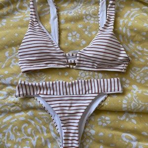 Orange Striped Glittery L-Space Bikini Set